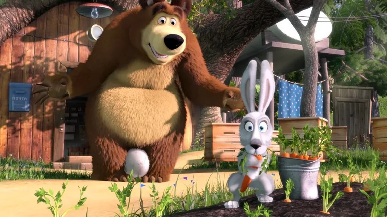 Маша и медведь Маша и заяц. Картинка из мультфильма