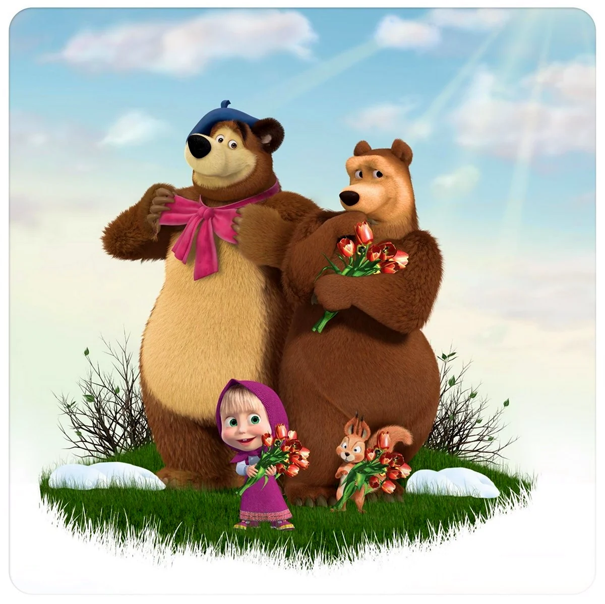 Маша и медведь вместе. Картинка из мультфильма