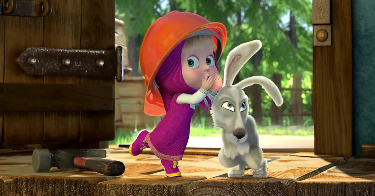 Маша и медведь заяц. Картинка из мультфильма