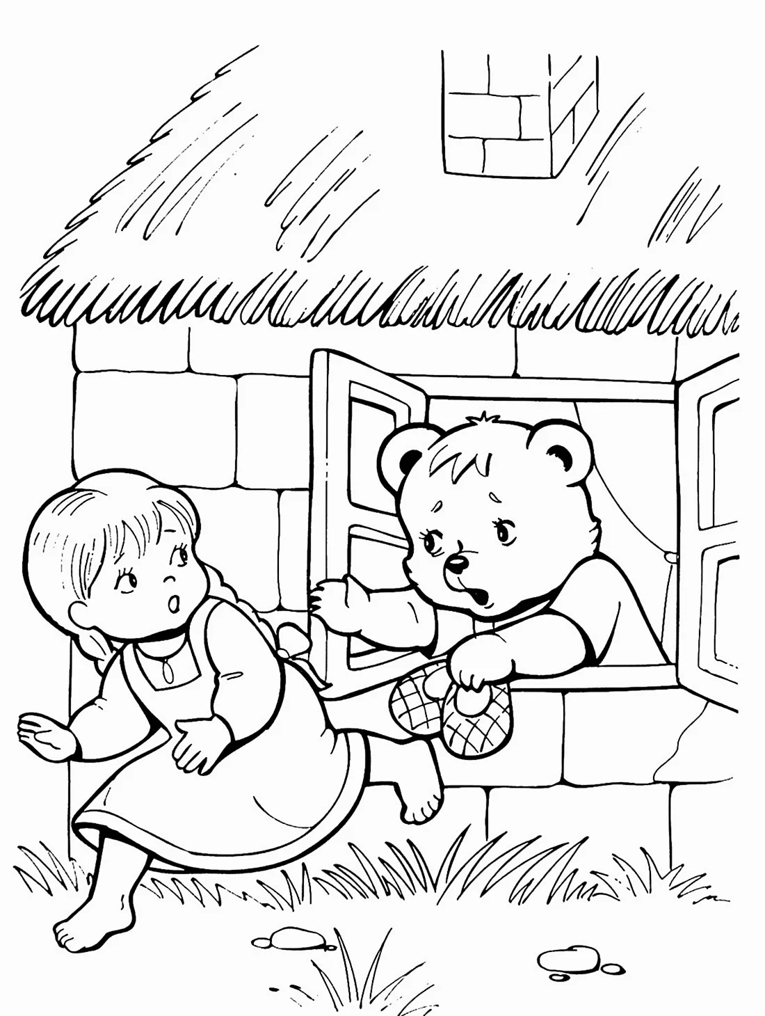 Маша и три медведя сказка раскраска. Для срисовки