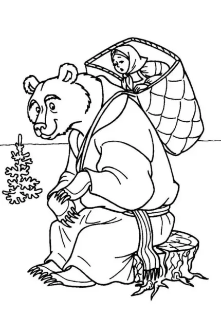 Маша из сказки Маша и медведь раскраска. Для срисовки