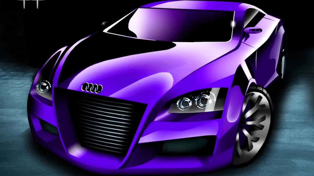 Машина на фиолетовом фоне. Картинка