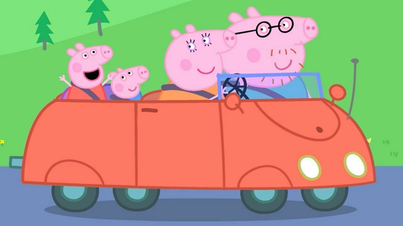 Машина свинки Пеппы. Картинка из мультфильма