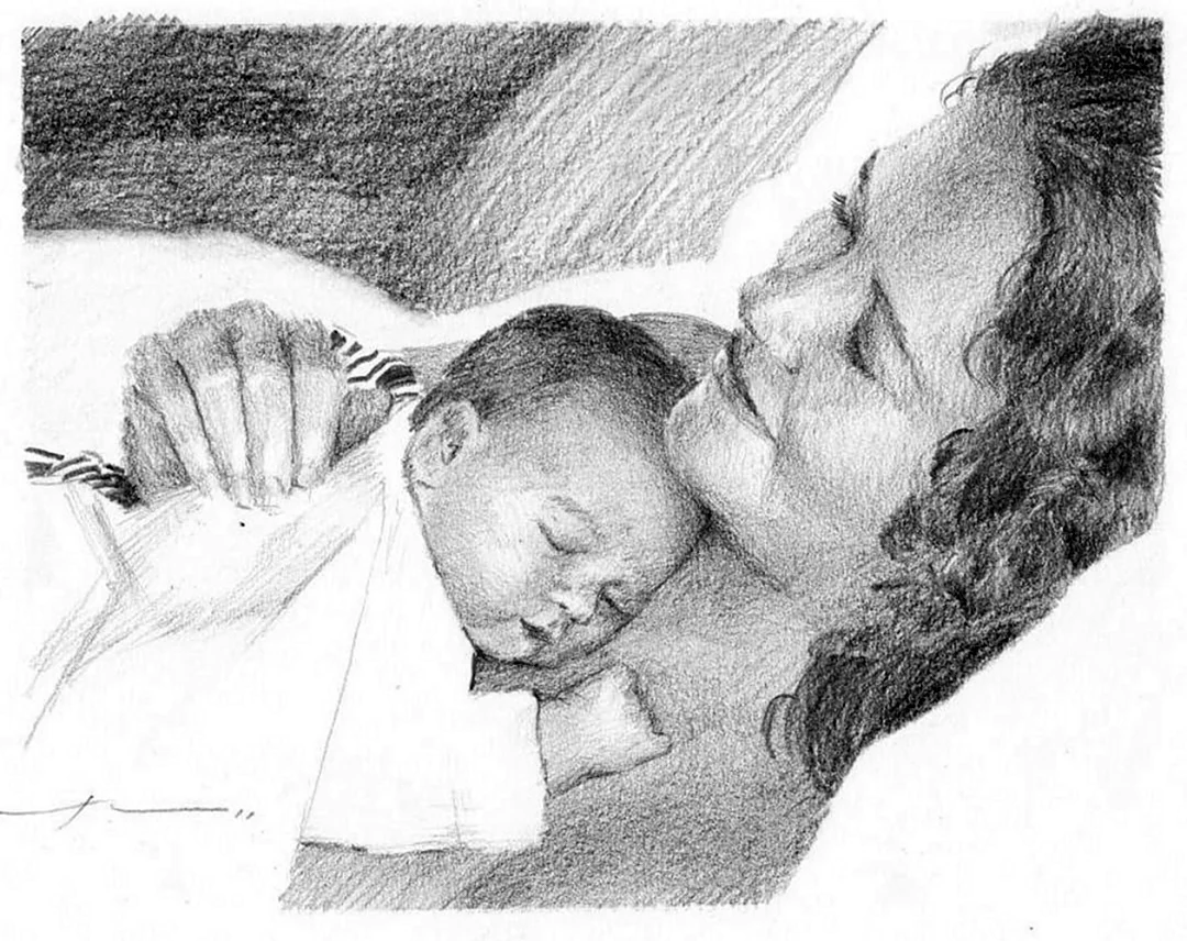 Мать и дитя рисунок карандашом. Для срисовки