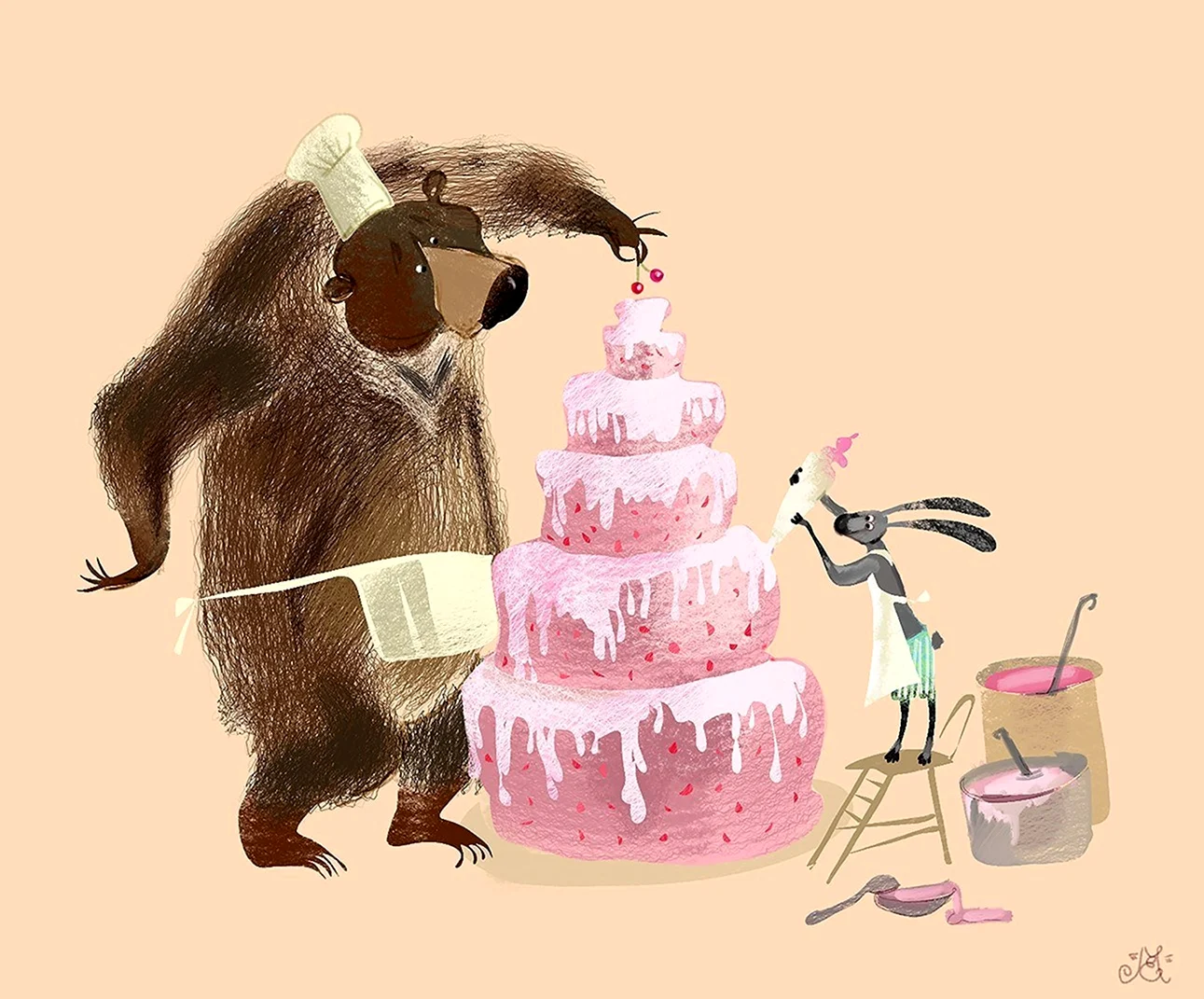 Медведь поздравляет с днем рождения. Картинка
