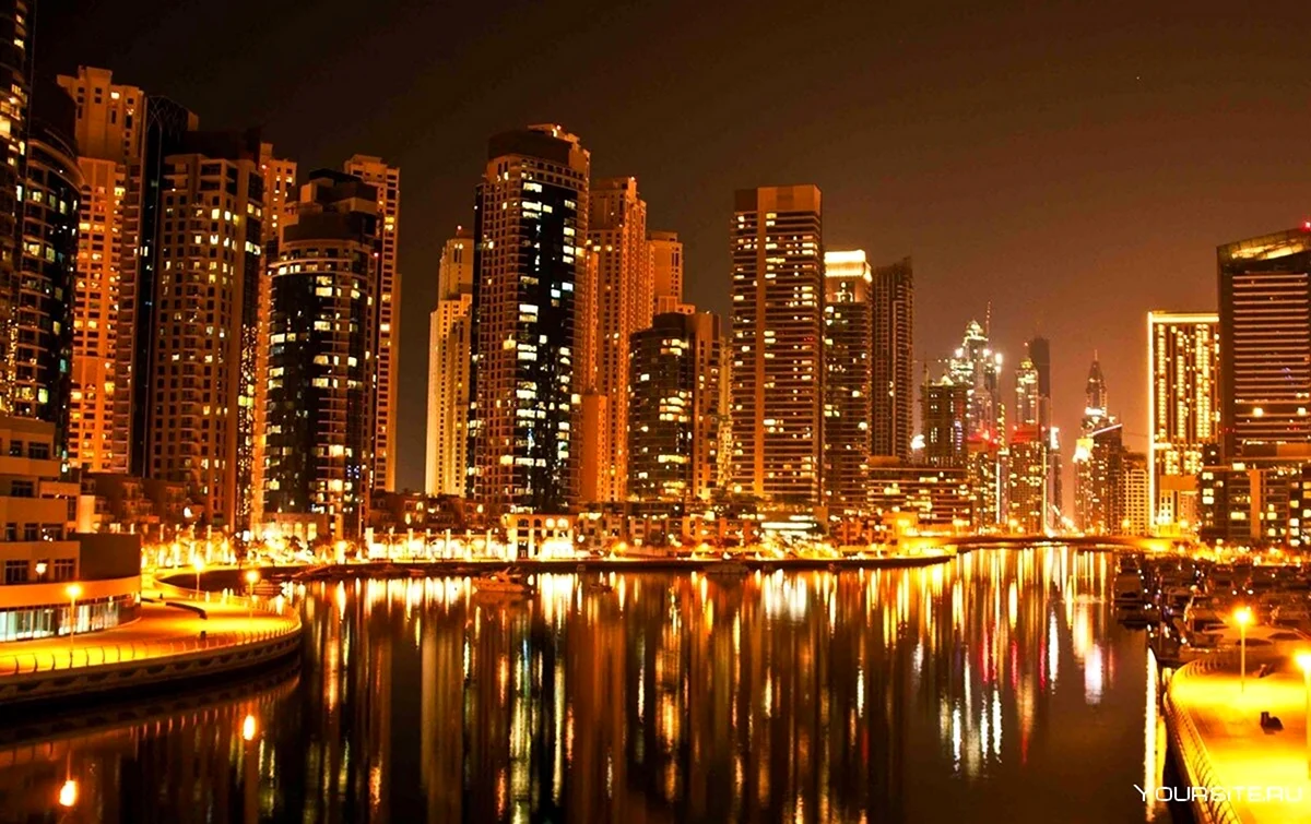 Мегаполис Дубай ночной. Красивая картинка
