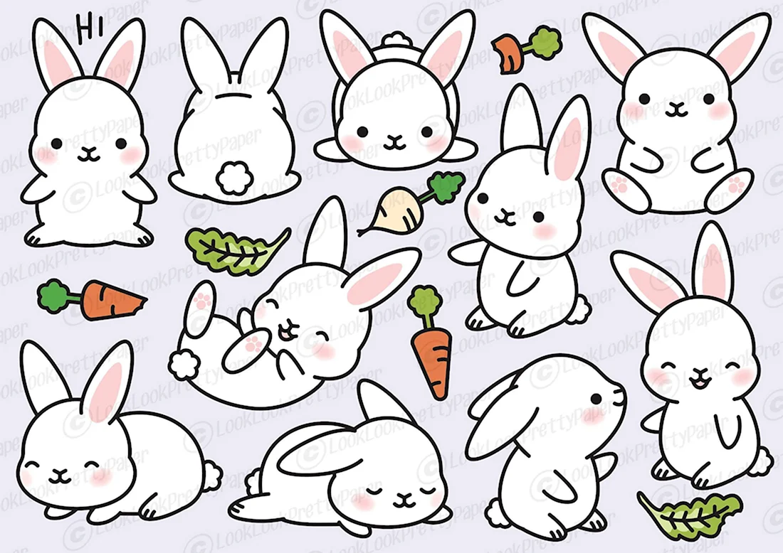 Милые мультяшные кролики. Красивые картинки животных
