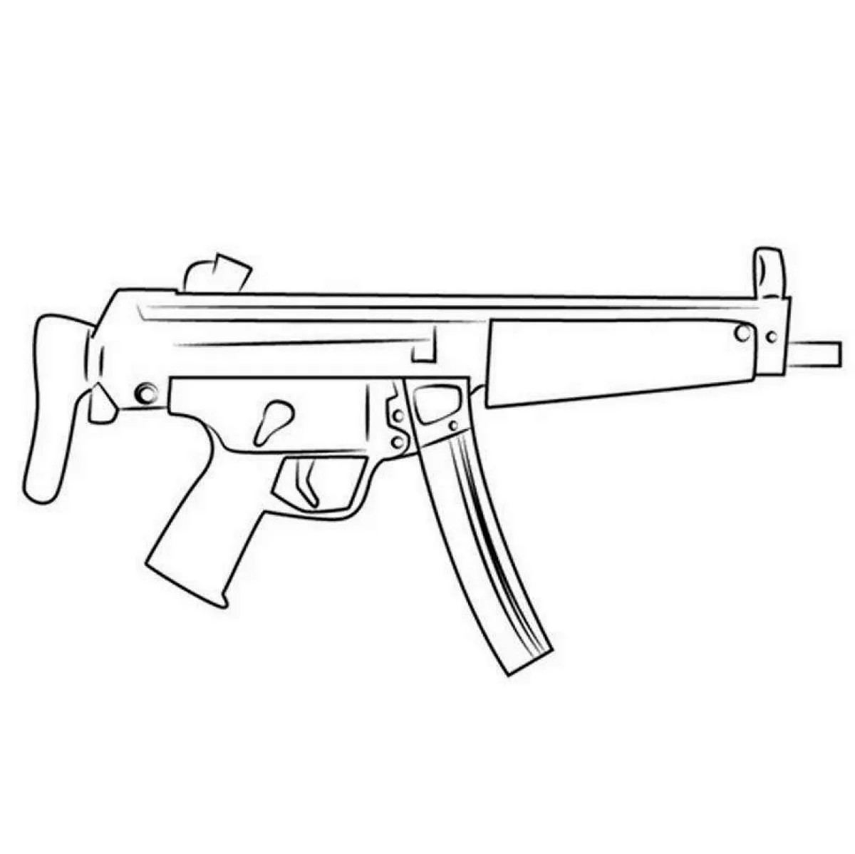 Мп5 пистолет пулемет раскраска. Для срисовки