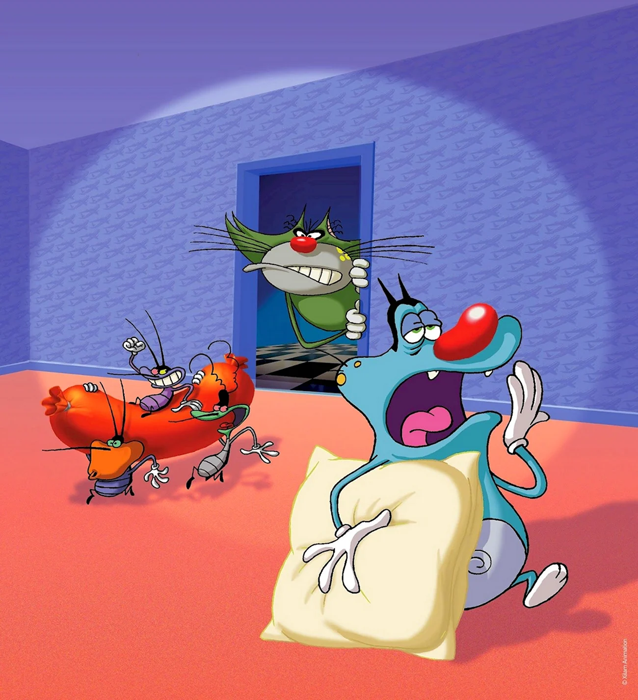 Мультик Огги и тараканы. Картинка из мультфильма