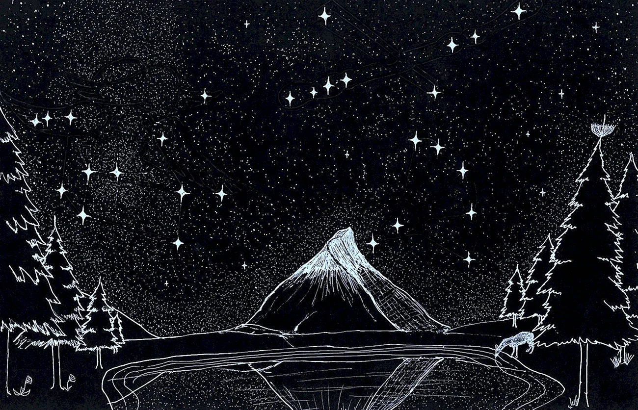 Нарисованное звездное небо. Для срисовки
