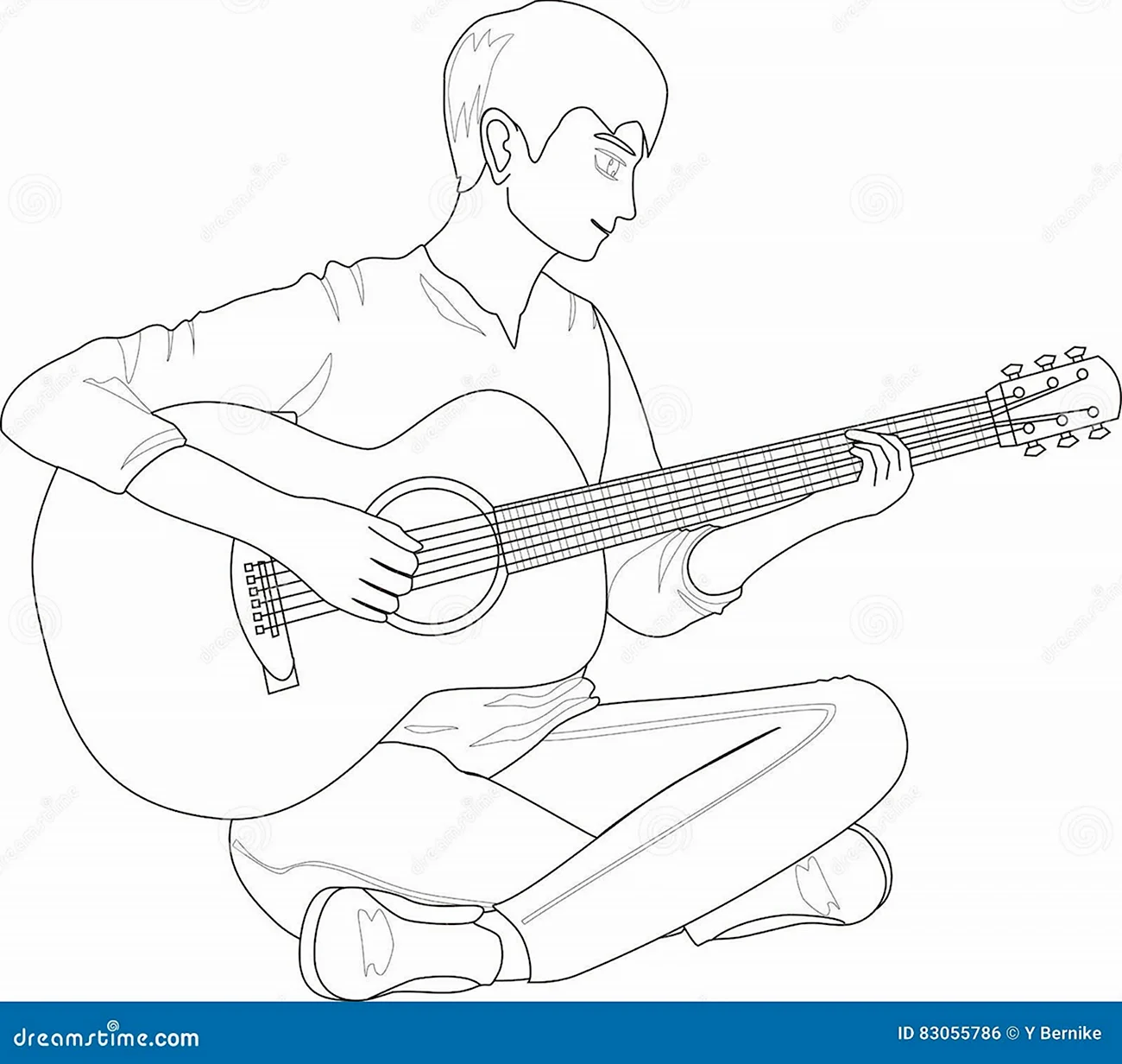 Нарисовать человека с гитарой. Для срисовки