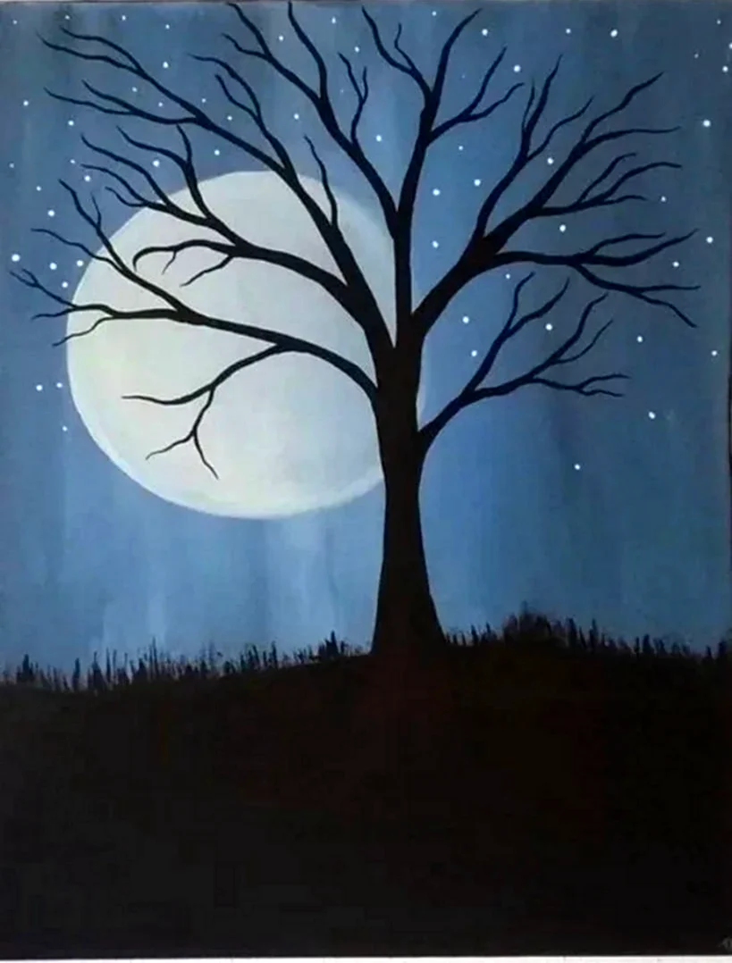 Нарисовать дерево ночью. Для срисовки