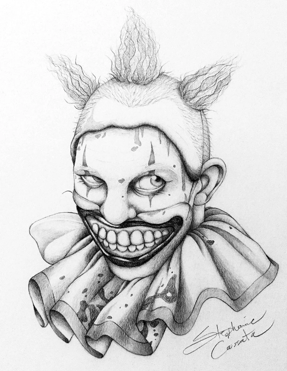 Нарисовать страшного клоуна. Для срисовки
