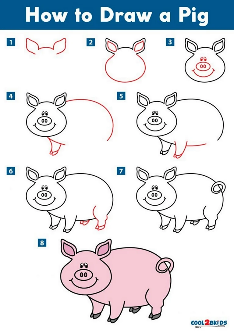 Нарисовать свинью. Для срисовки