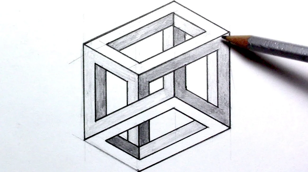 Невозможный куб Эшера. Для срисовки