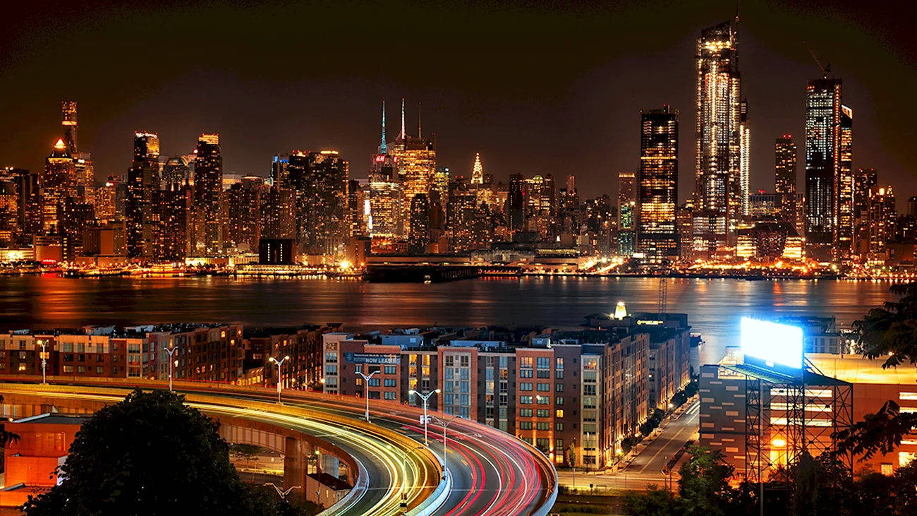 Ночной город Нью-Йорк 4к. Красивая картинка