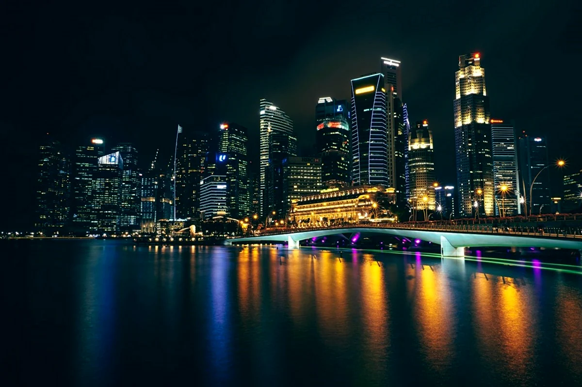 Ночной Сингапур 1920x1080. Красивая картинка