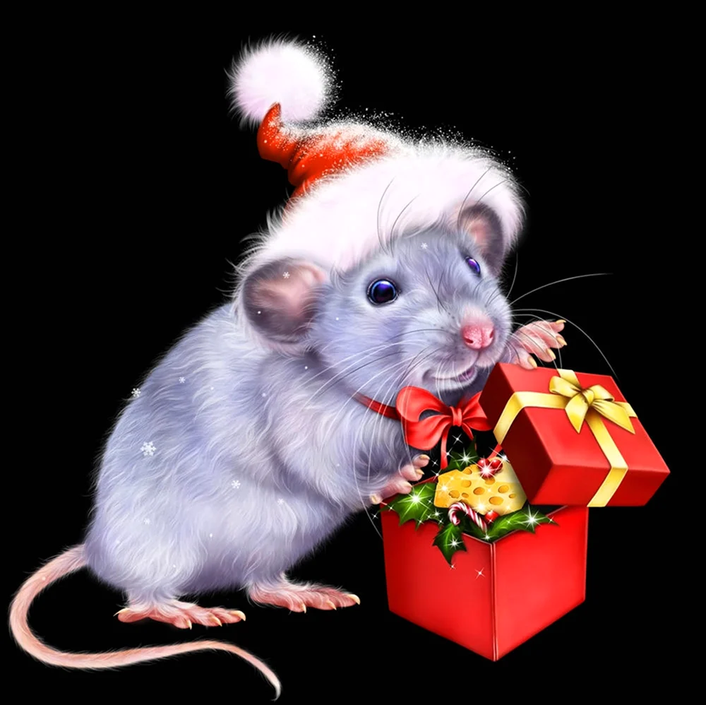 Новогодняя мышка. Для срисовки