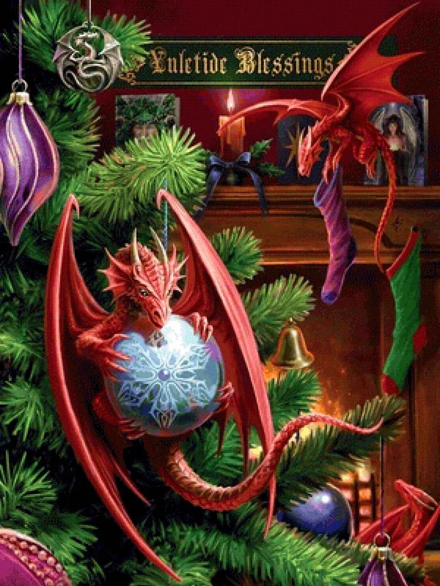 Новогодний дракон. Открытка на праздник