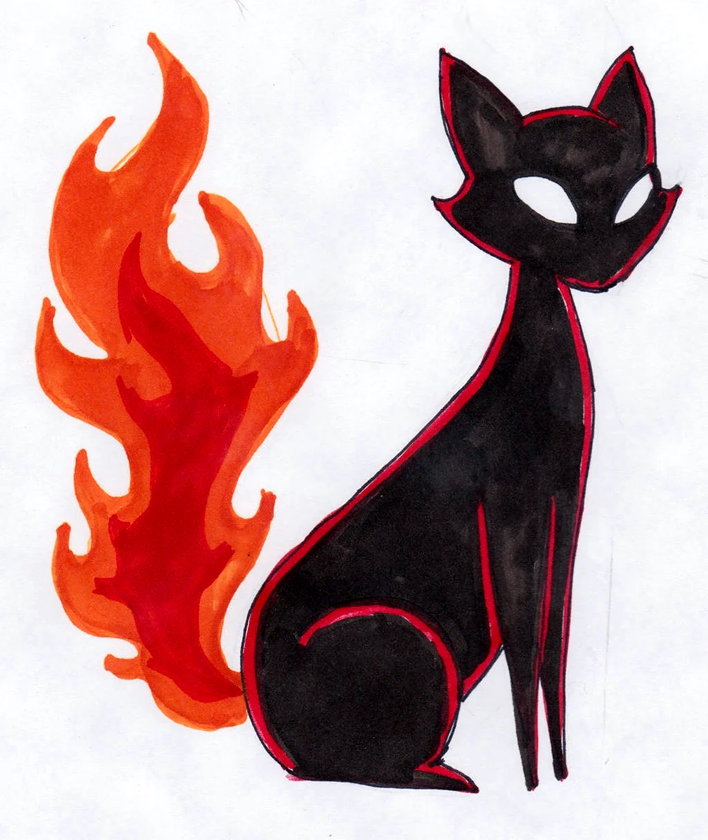 Огненная кошка рисунок. Красивое животное