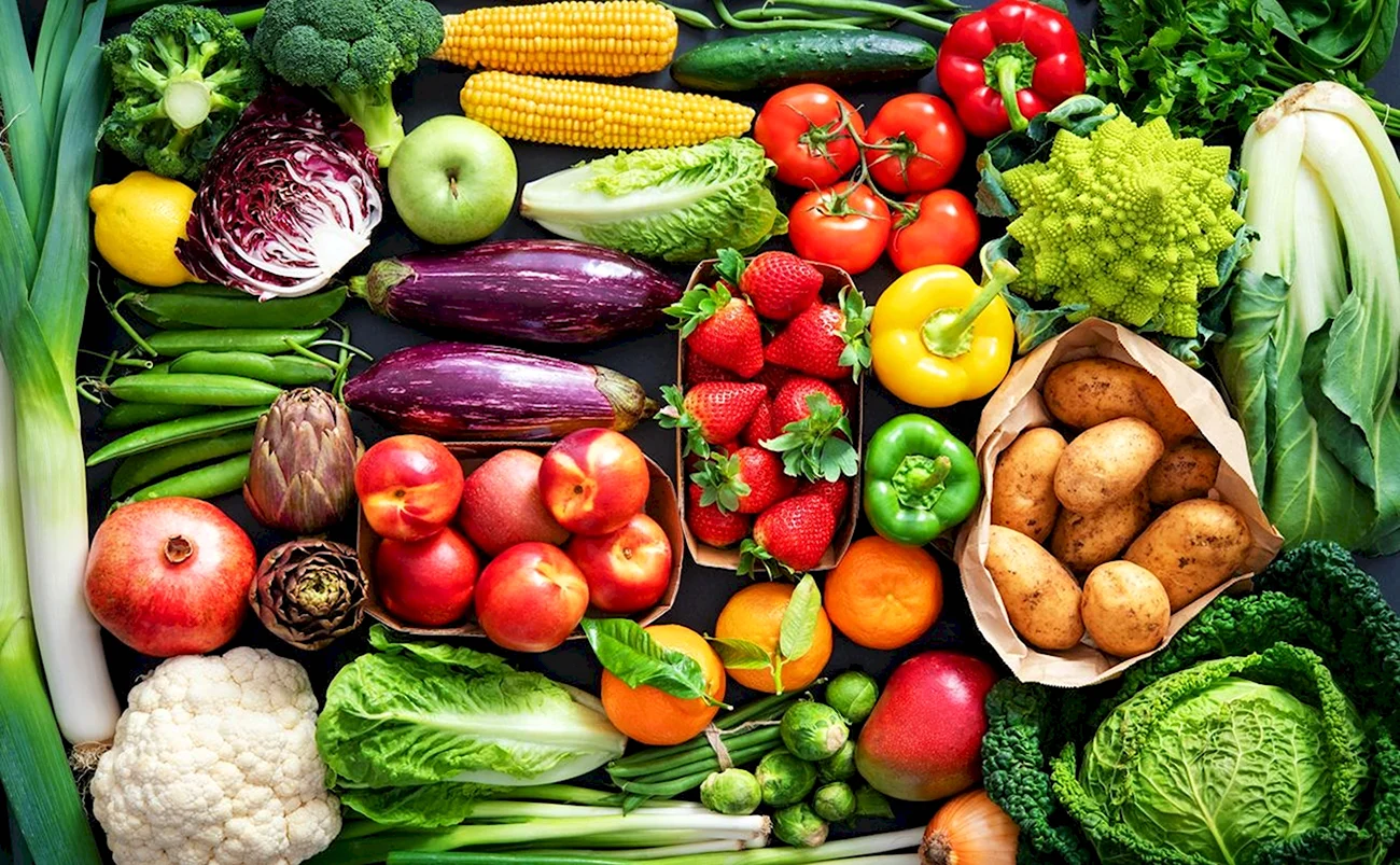 Органические фрукты и овощи. Картинка