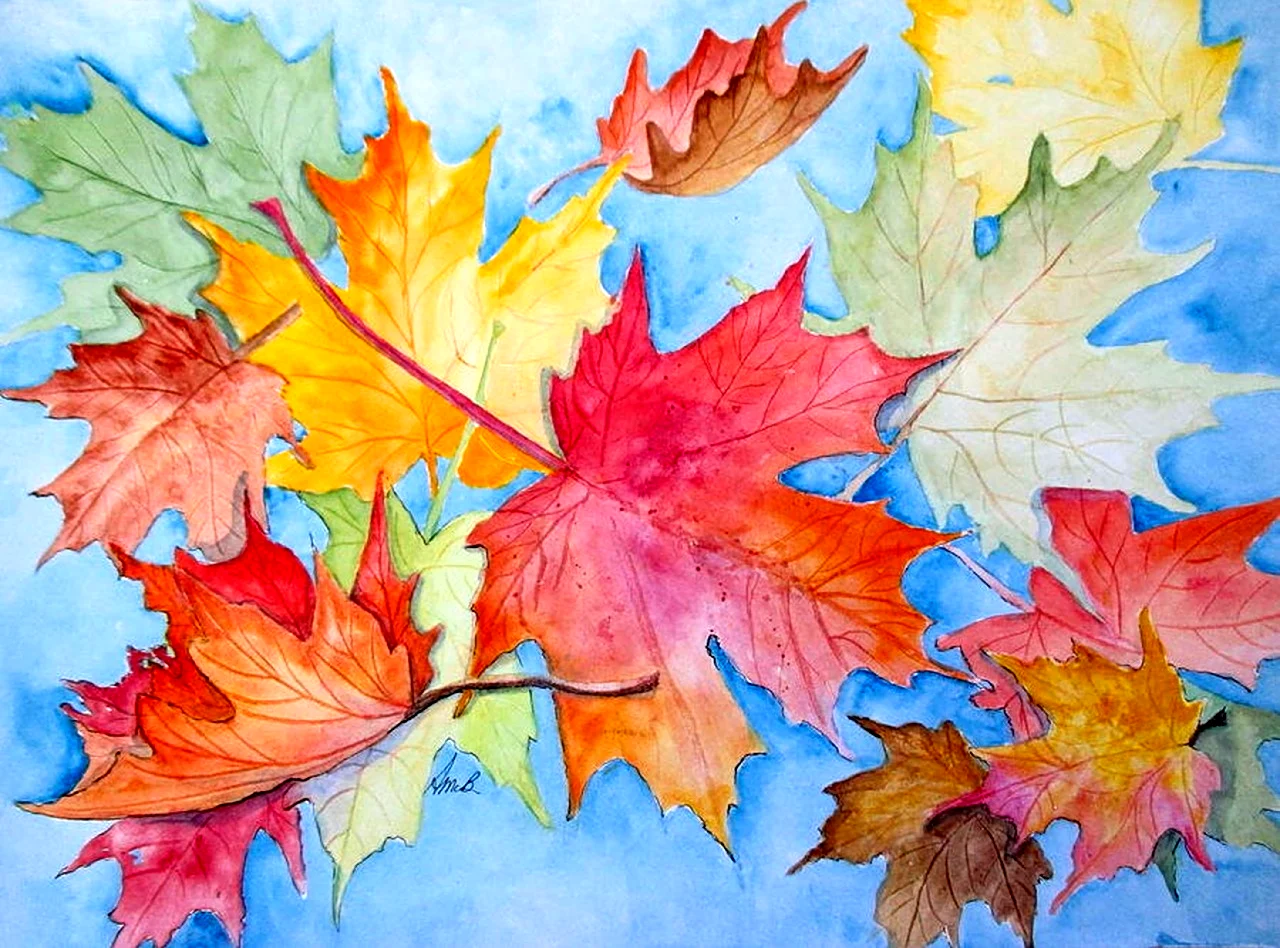 Осенние листья рисунок. Картинка