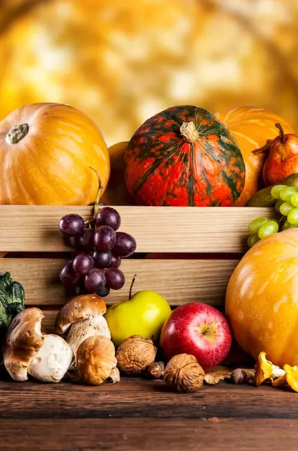 Осенние овощи и фрукты. Поздравление
