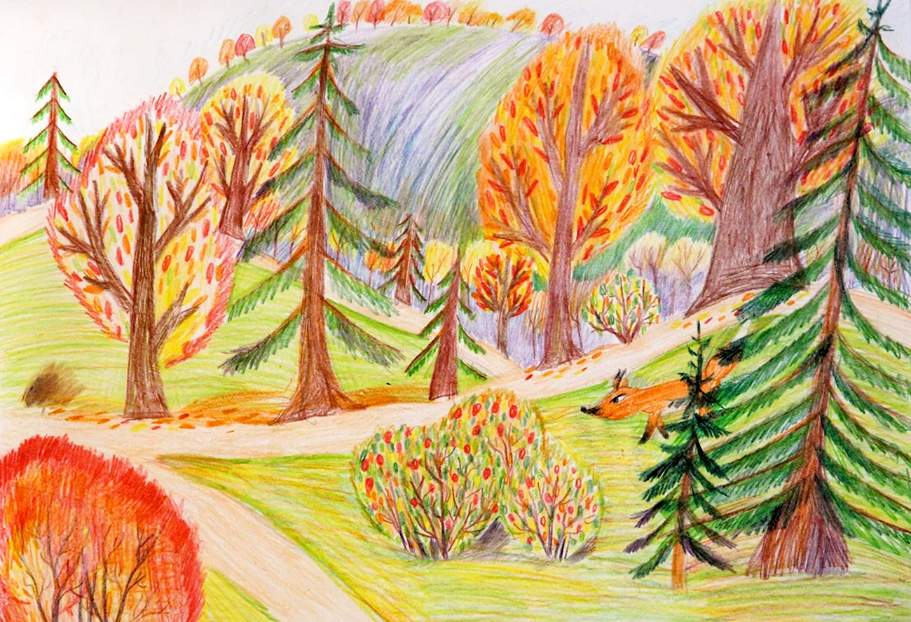 Осенний лес рисунок. Для срисовки