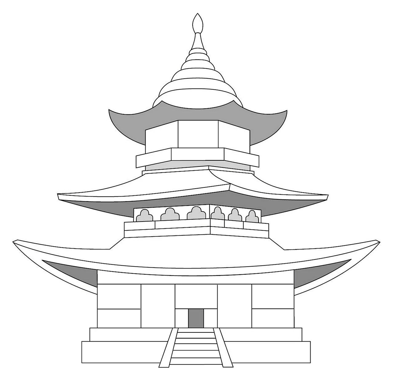Пагода китайская архитектура карандашом. Для срисовки