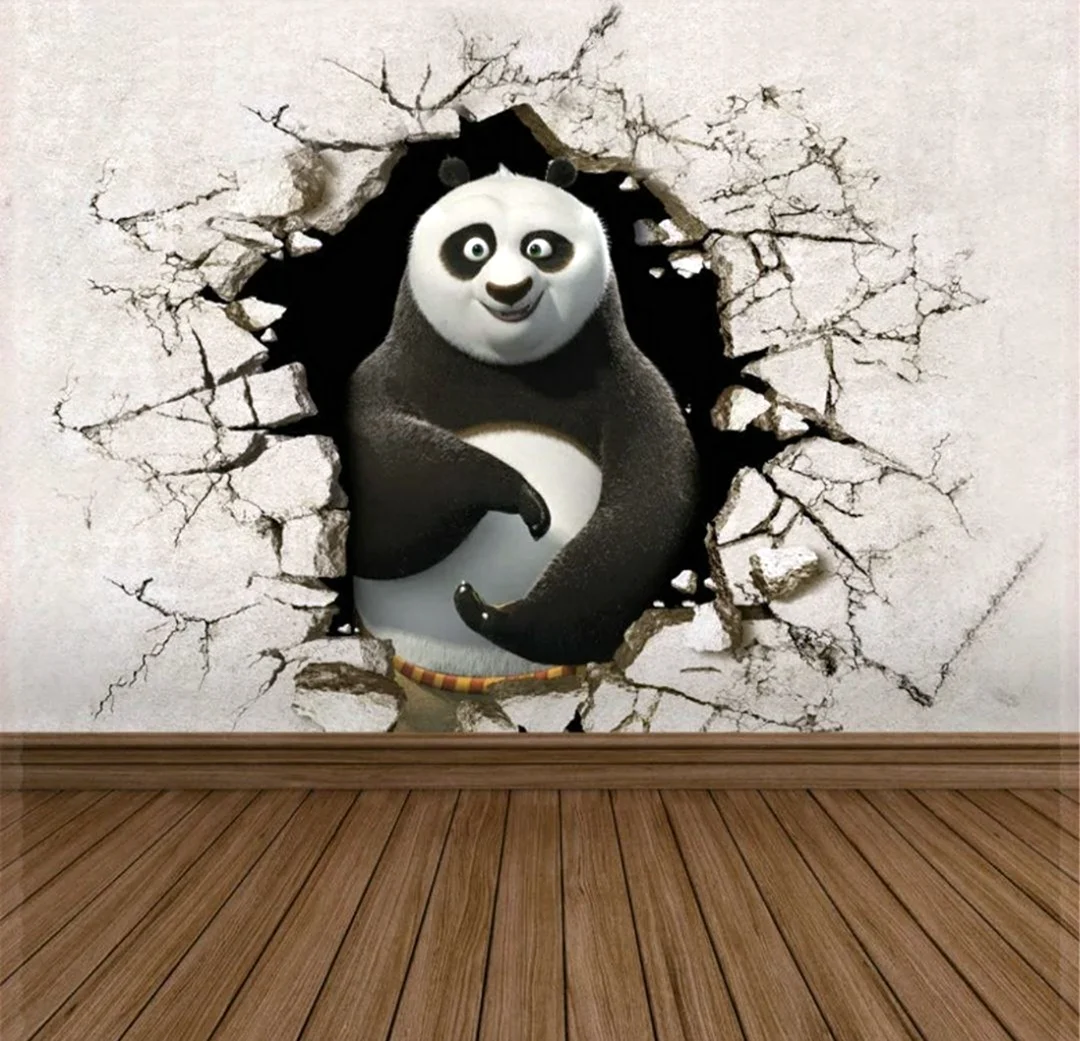 Панда на стене. Красивая картинка