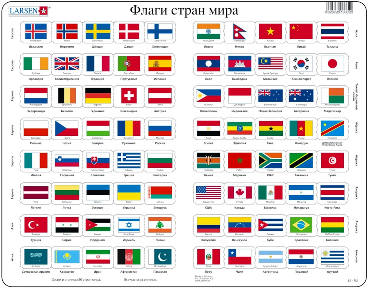 Пазл Larsen l2 флаги русский. Красивая картинка