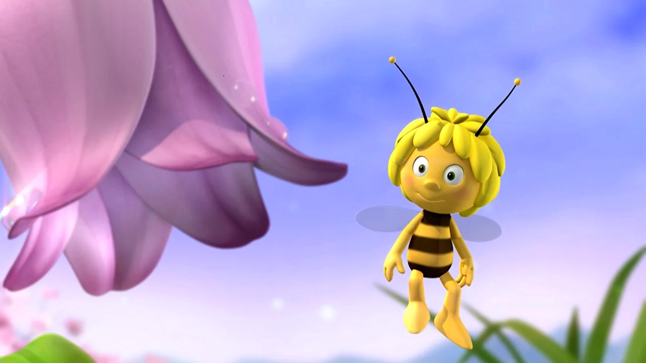 Пчелка Майя из цветов. Картинка из мультфильма