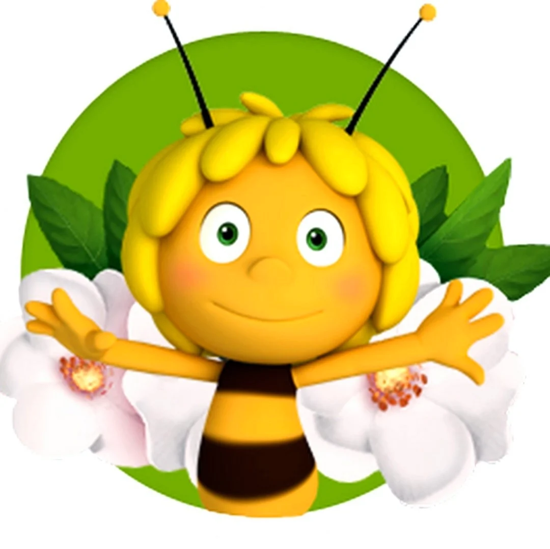 Пчелка Майя на прозрачном фоне. Картинка из мультфильма