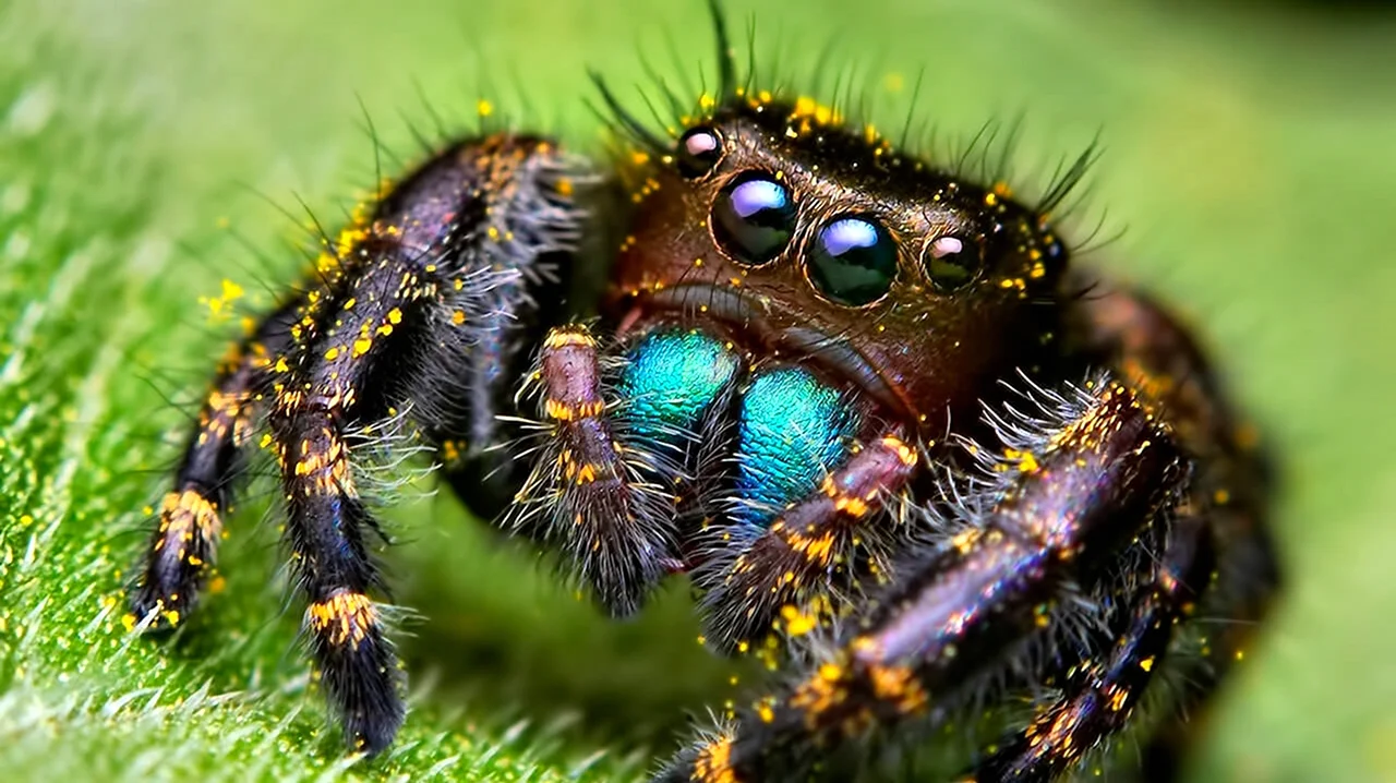 Phidippus Audax паук-скакун. Красивая картинка