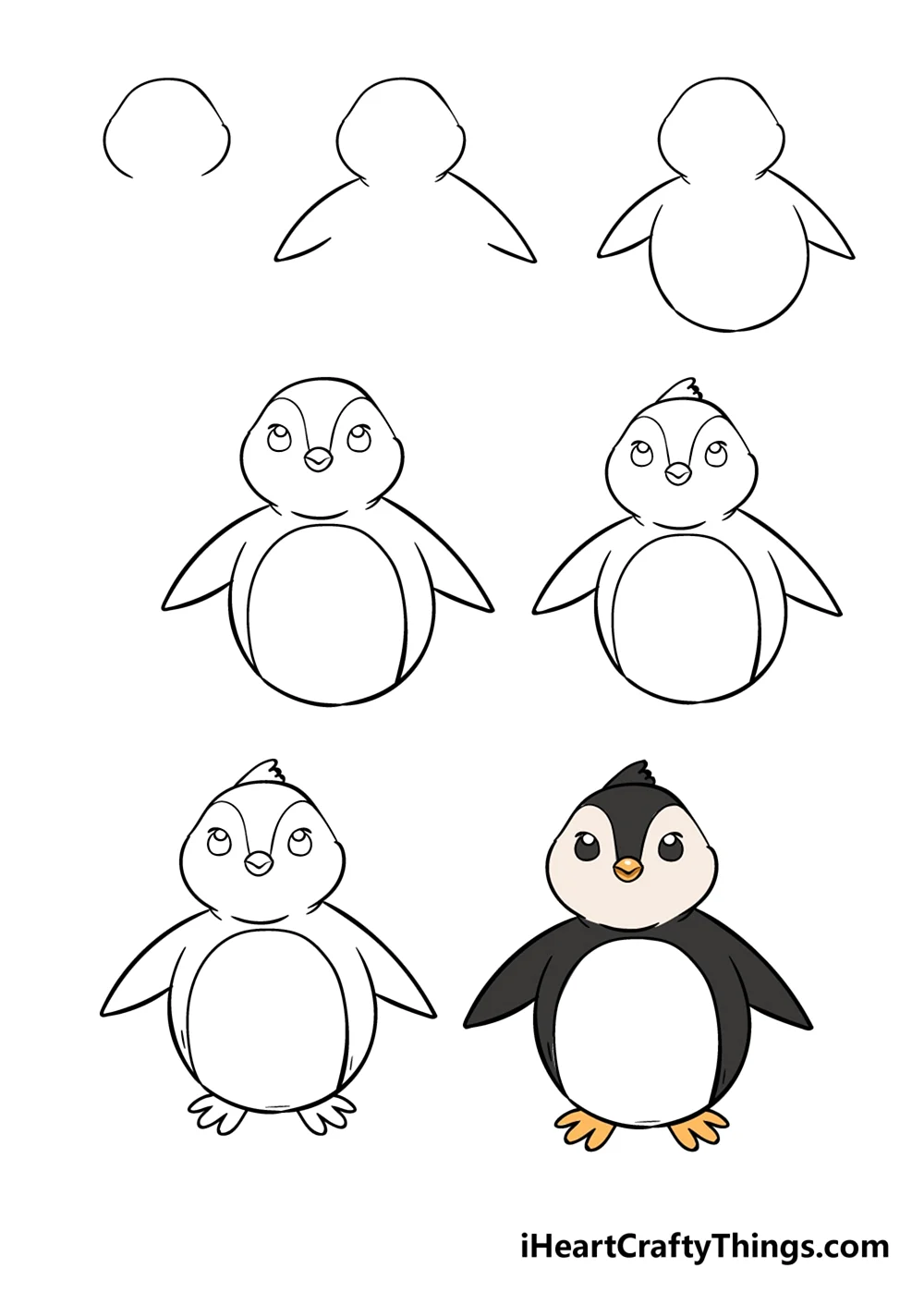 Пингвин рисунок для детей поэтапно. Для срисовки