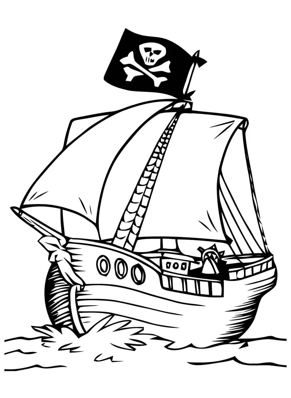 Пиратский корабль раскраска. Для срисовки