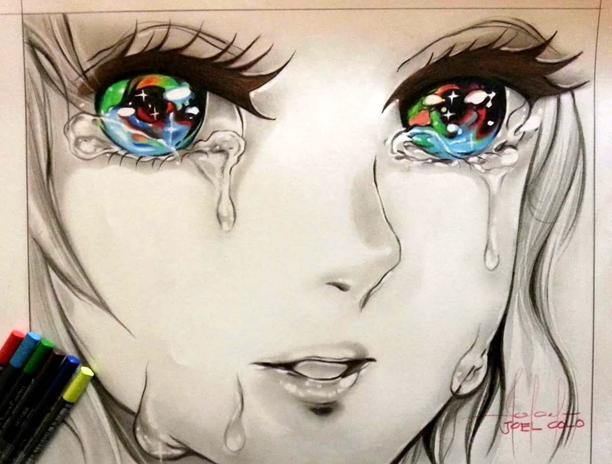 Плачущие глаза аниме. Для срисовки