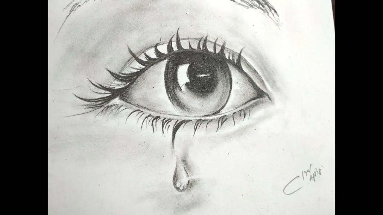 Плачущие глаза карандашом. Для срисовки