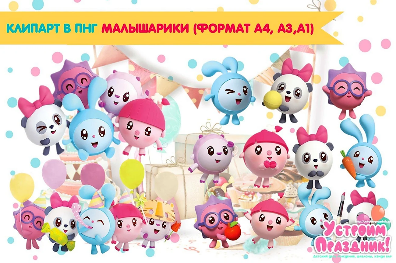 Плакат Малышарики на день рождения. Картинка из мультфильма