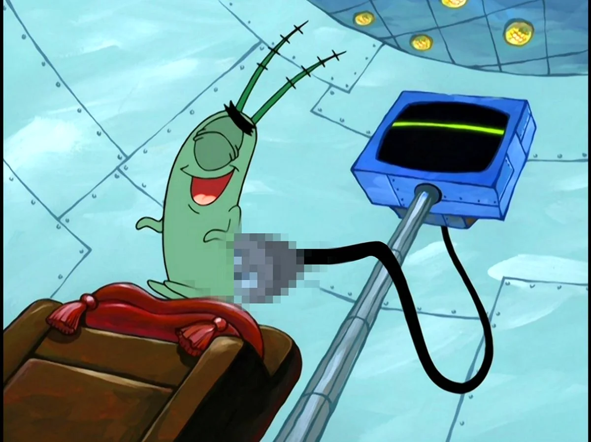Планктон и Карен. Картинка из мультфильма