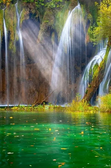 Плитвицкие озёра водопады. Красивая картинка