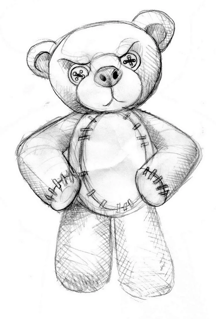 Плюшевый медведь рисунок для срисовки. Для срисовки