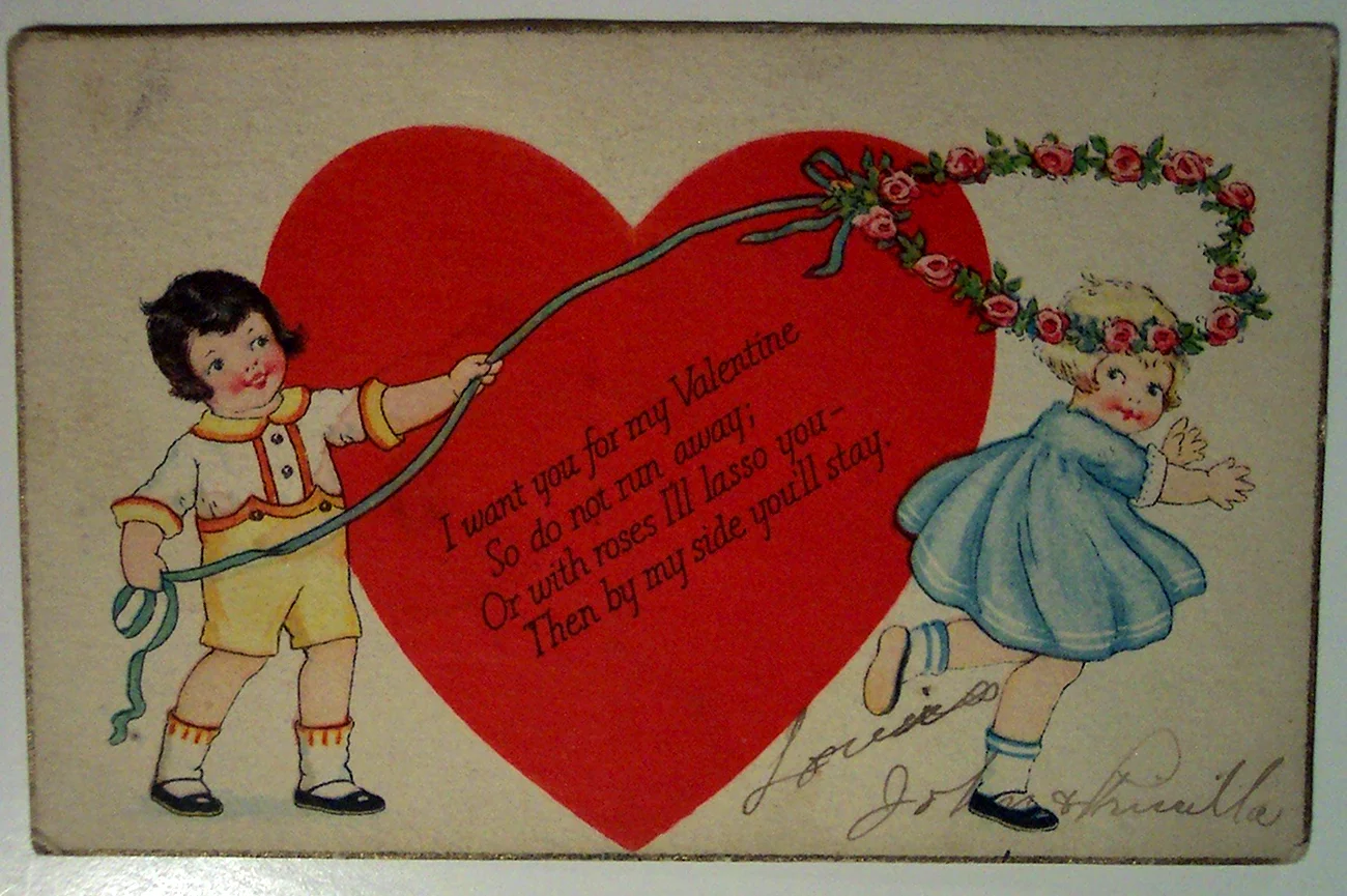 Подпись к открытке с днем Святого Валентина. Картинка