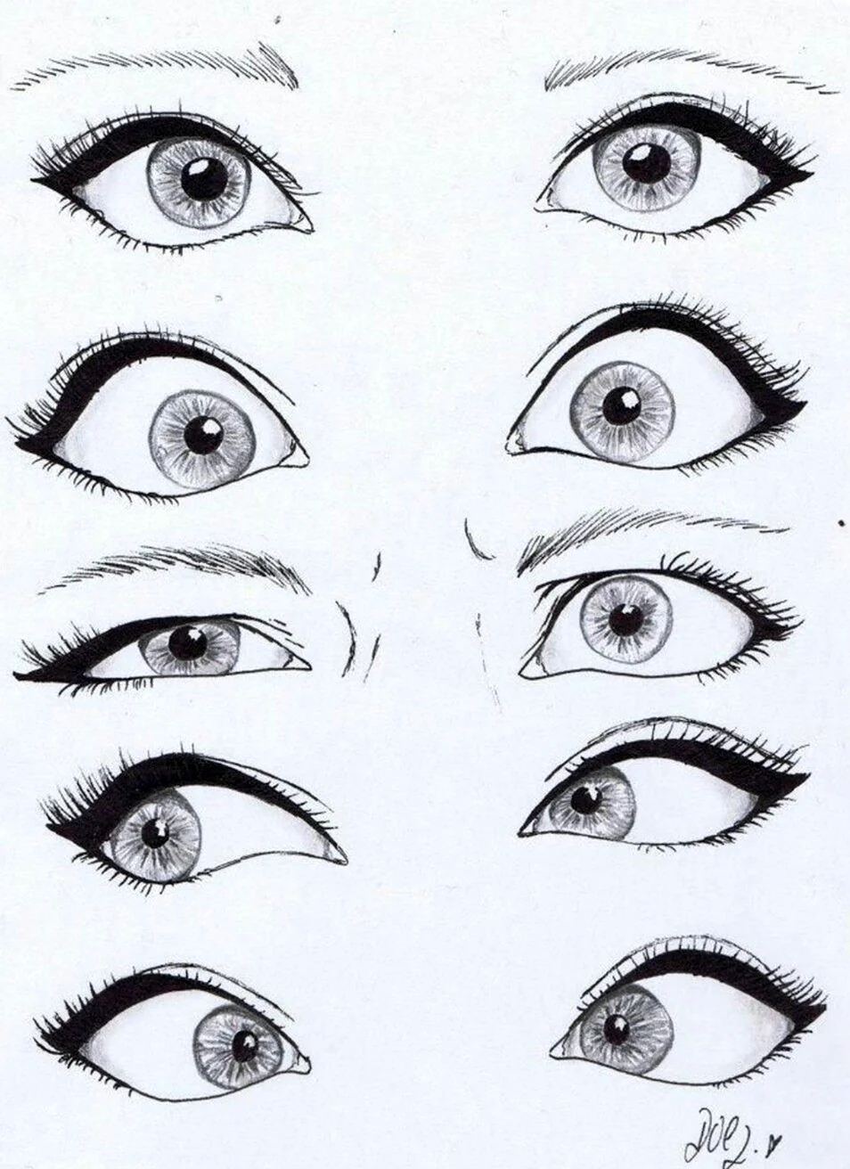 Поэтапное рисование глаз. Красивая картинка