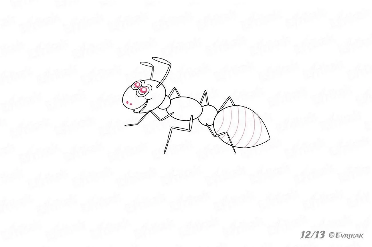 Поэтапное рисование муравья