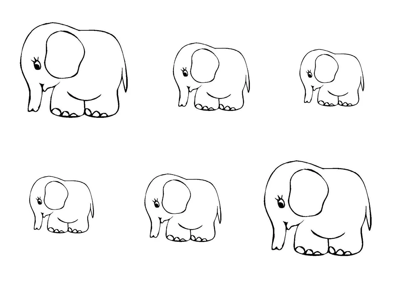 Поэтапное рисование слона. Для срисовки