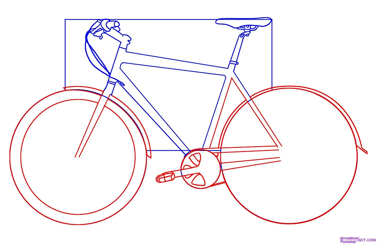 Поэтапное рисование велосипеда. Для срисовки