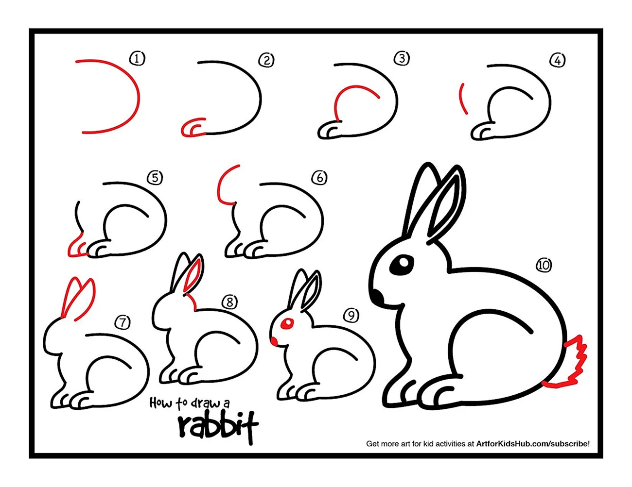 Поэтапное рисование зайца. Для срисовки