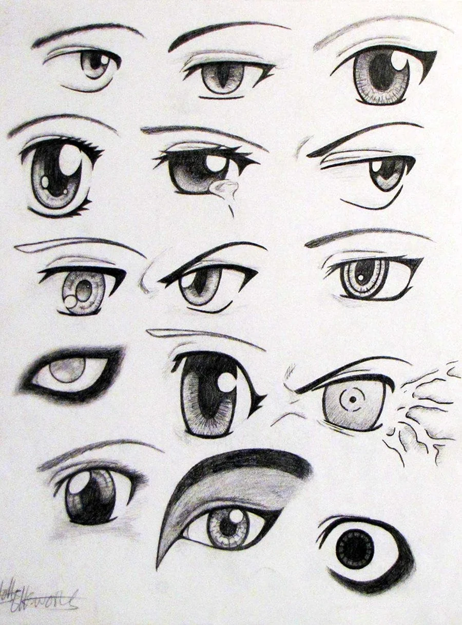 Полузакрытые глаза аниме. Для срисовки
