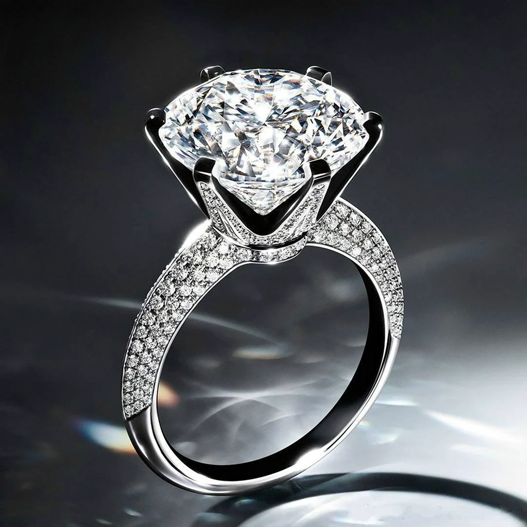 Помолвочное кольцо с бриллиантом Тиффани. Красивая картинка